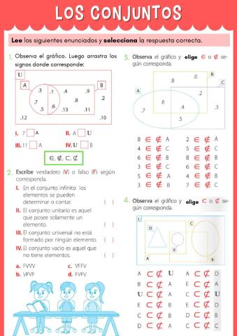 Los conjuntos: pertenencia, inclusión, problemas
