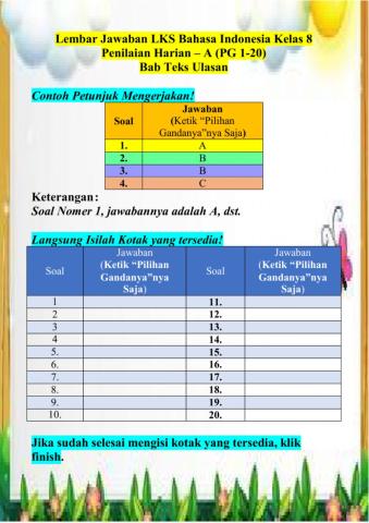 Latihan Soal PH A (1-20) Teks Ulasan Kelas 8