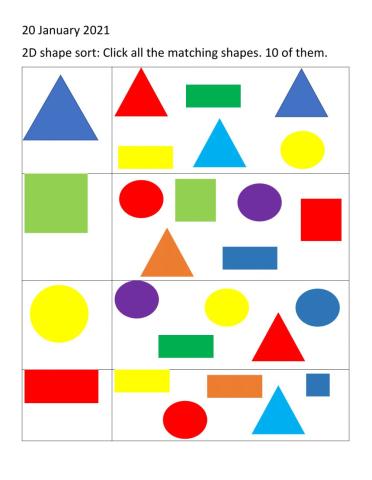 2D shapes sort