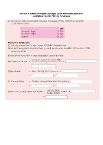 Analisis & Tafsiran Penyata Kewangan Untuk Membuat Keputusan