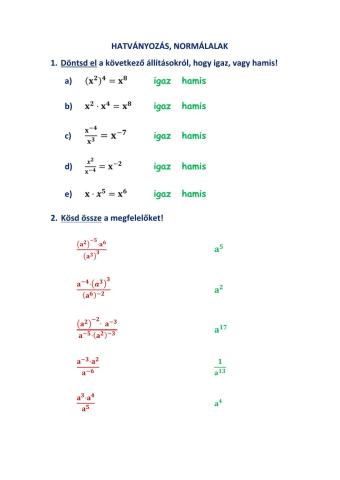 Hatványozás, normálalak