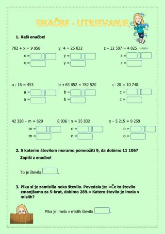 MAT: Enačbe - utrjevanje