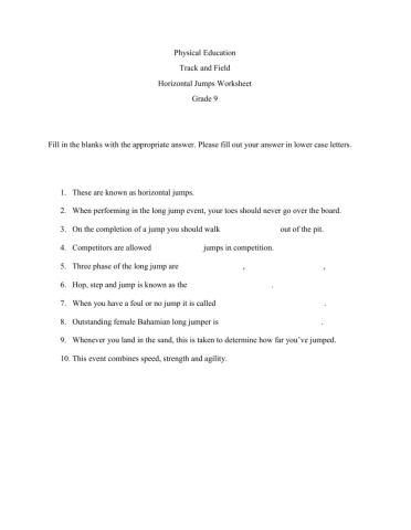 AFA Horizontal jumps worksheet