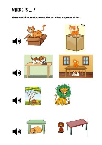 Preposition in, on, under, next to