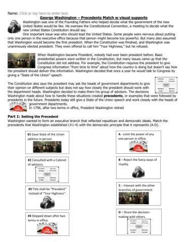 George Washington Precedents Match w visual supports