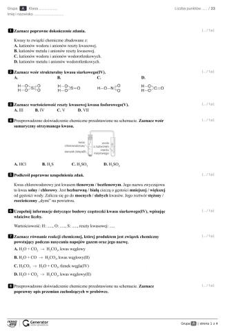 Test semestralny-chemia kl.8