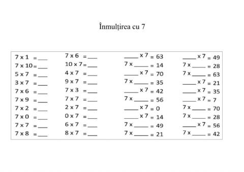 Înmulțirea cu 7