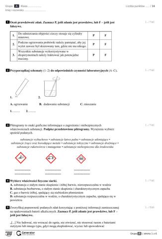 Test semestralny-chemia kl.7