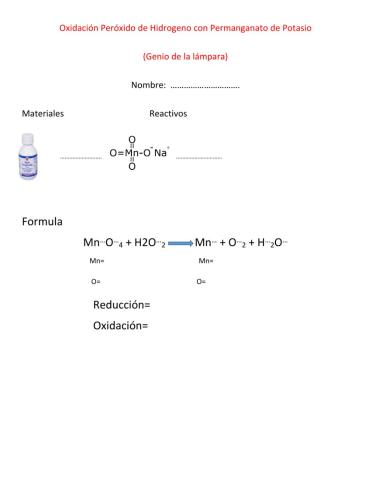 Oxidación Peróxido de Hidrógeno con Permanganato de Potasio (Genio de la lámpara)