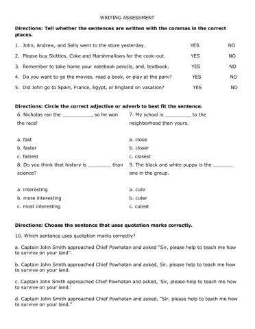 Writing Assessment