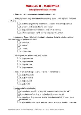 Piata si dimensiunile acesteia - fisa 11