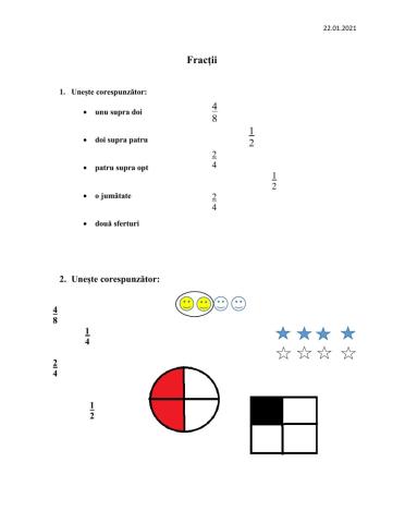 Fracții. Jumătatea. Sfertul