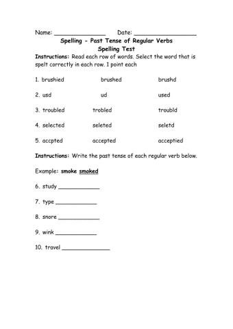 Past Tense of Regular Verbs