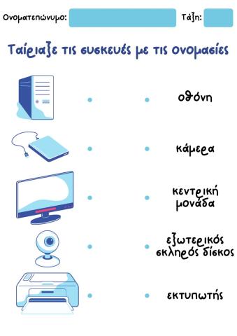 Φύλλο Εργασίας: Ταίριαξε τις συσκευές με τις ονομασίες