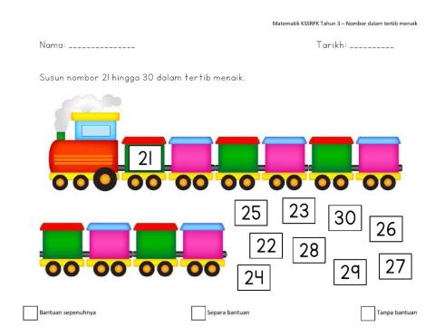 Nombor 21-30 dalam tertib menaik