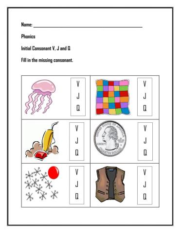 Initial Consonant V, J and Q