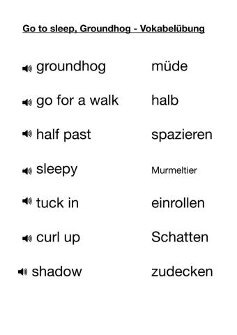 Go to sleep Groundhog Vokabel