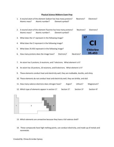 Physical Science Midterm Review