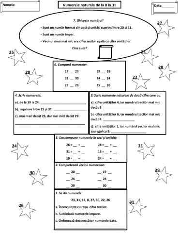 Numerele naturale 0-31