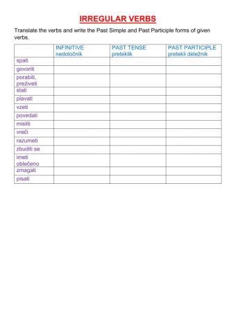 Irregular verbs