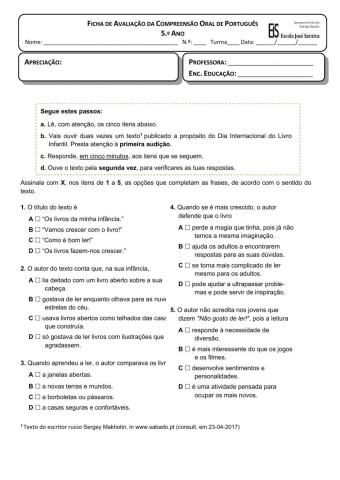 Teste de compreensão oral