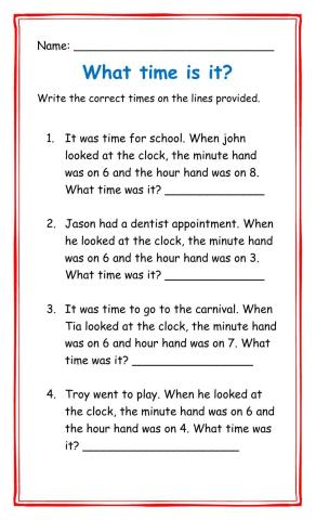 Telling time word problem