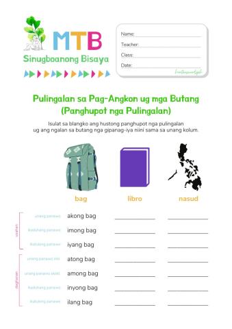 Panghupot nga Pulingalan Worksheet for Grade 2 and Grade 3