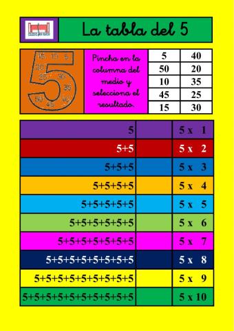 Tabla del 5 seleccionar resultado