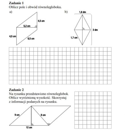 Pole równoległoboku i rombu