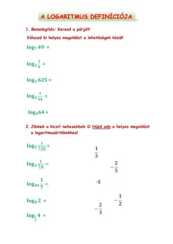 A logaritmus definíciója 1.