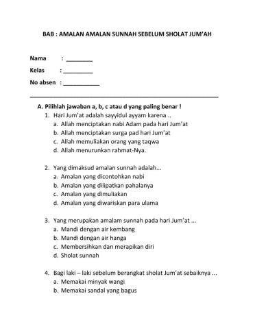 Soal fiqih shalat jum-at