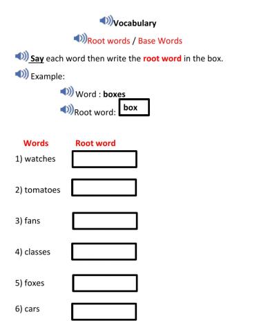 Root words - Base words