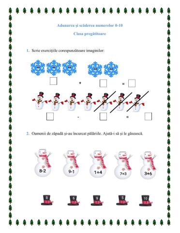 Adunarea și scăderea numerelor de la 0 la 10