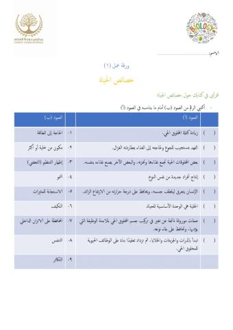 خصائص الحياة