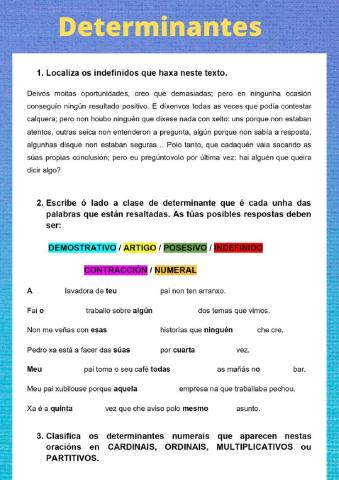 determinantes indefinidos e numerais