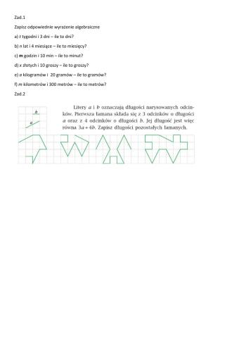 Zapisywanie wyrażeń algebraicznych