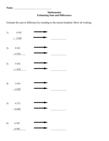 Estimating Sum and Difference- 4 digits (2)