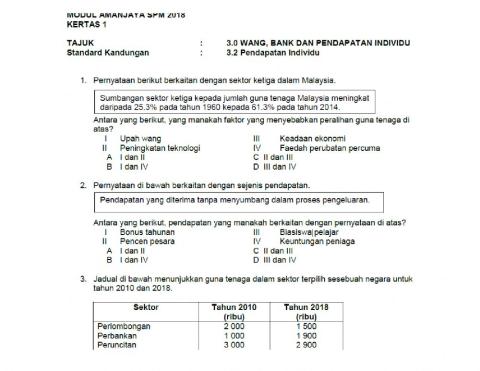 Kuiz 2 ekonomi bab 3- 3.2 pendapatan individu