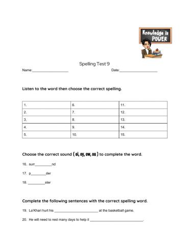 Spelling Test 9