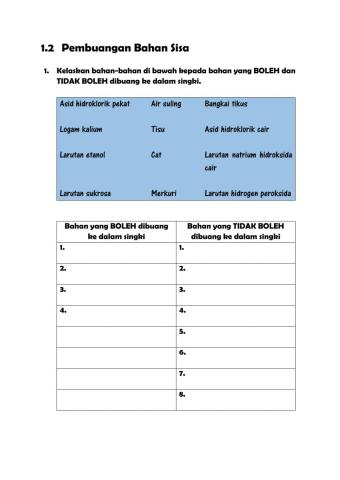 Latihan 1.2 pembuangan bahan sisa