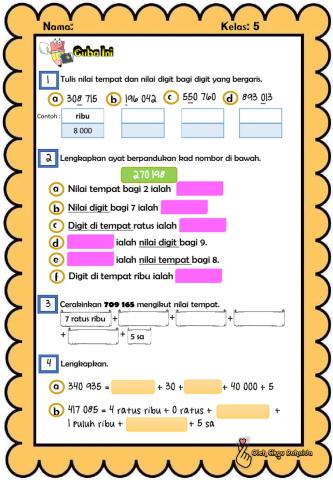 Nilai tempat dan nilai digit tahun 5(2021)