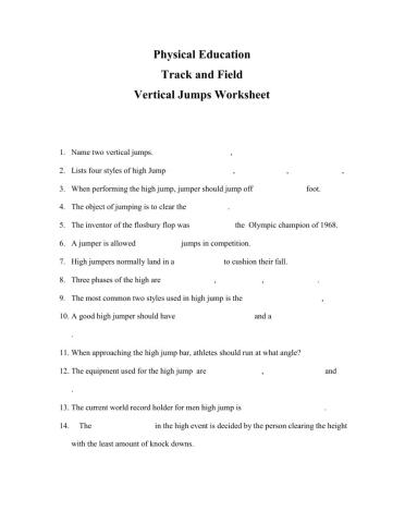 AFA Vertical Jumps Worksheet