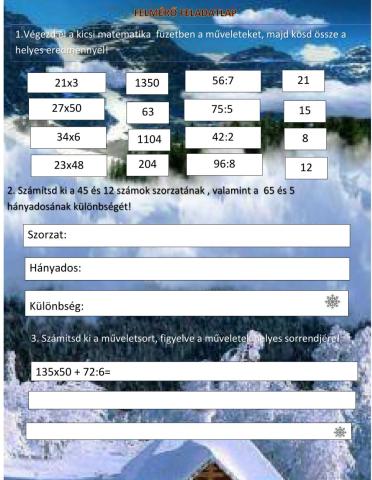 Szorzás, osztás-felmérő I félév