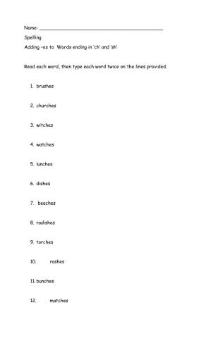 Plurals ending with -es