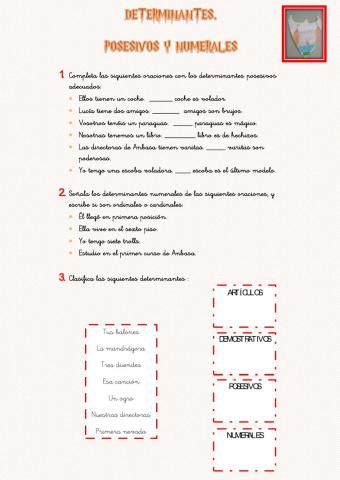 Determinantes posesivos y numerales