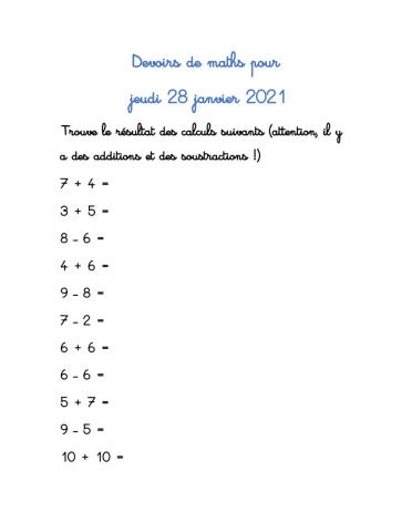 Addittions et soustractions