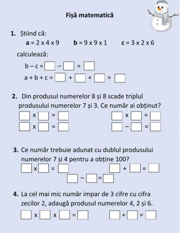 Fișă matematică