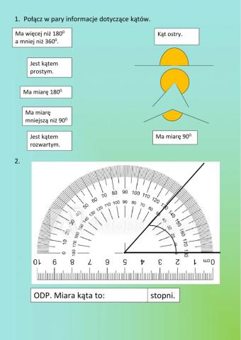 Kąty klasa 4 kartkowka