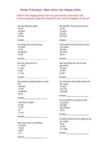 Main & Helping Verbs