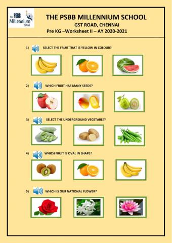 Pre KG worksheet II